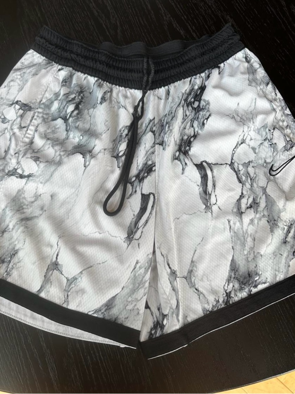 Nike Men’s Marble Print Athletic Shorts - White & Black